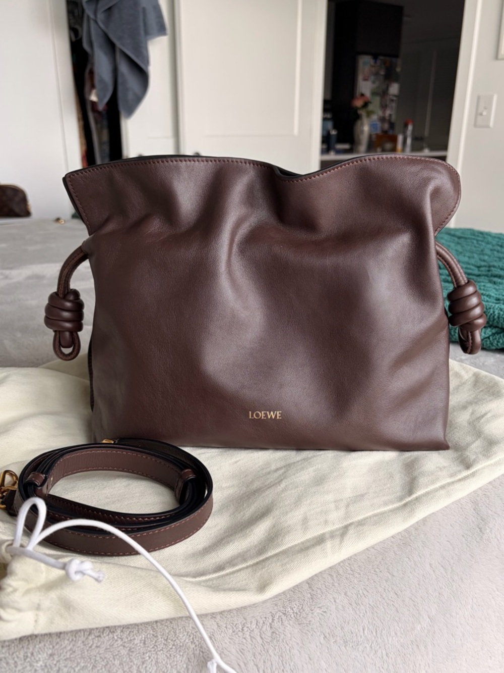 Loewe Medium Flamenco bag, chocolate brown, Nappa calfskin leather